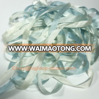 7mm 100% silk undyed or variegated color soft woven ribbon for embroidery