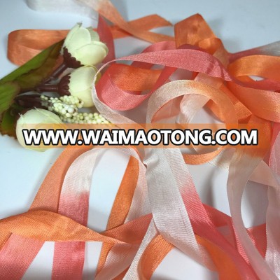 100% silk wholesale recycled sari ribbon,solid color and variegated color